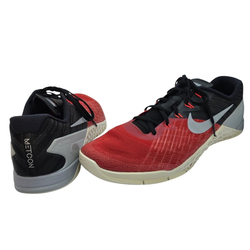 Nike Metcon 3 Mens Training Shoes Red Black Grey 852928-600 Size 15